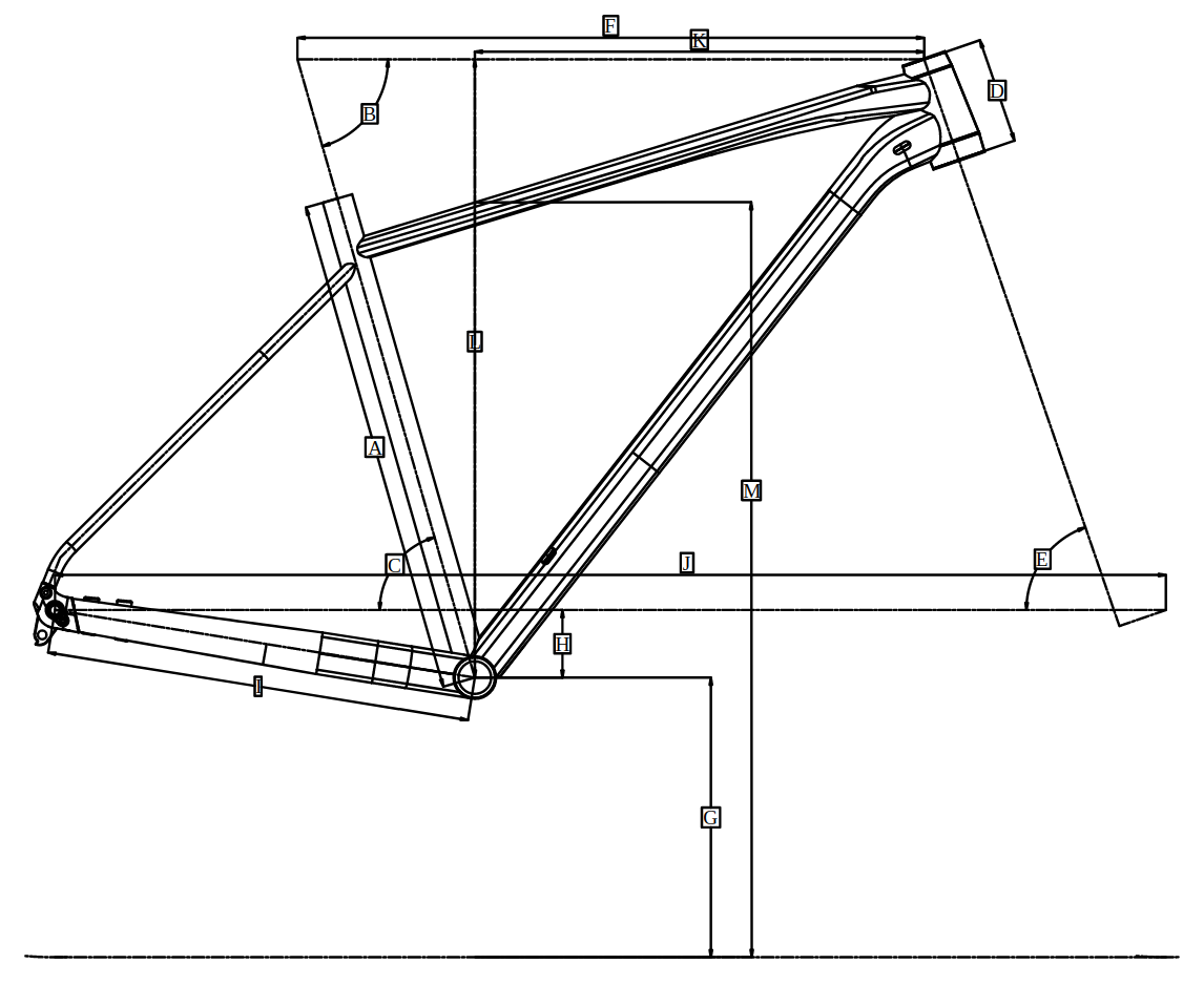 גאומטריית Polygon Xtrada 5 תרשים גאומטריה של אופני הרים Polygon Xtrada 5