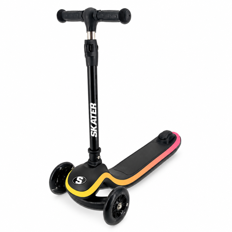 קורקינט 3 גלגלים לילדים עם תאורת LED SKATER Lumiride שחור