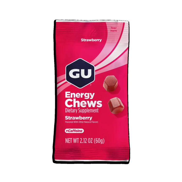 סוכריות אנרגיה GU Energy Chews תות עם קפאין 16 יחידות