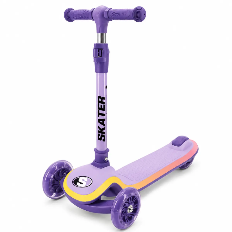 קורקינט 3 גלגלים לילדים עם תאורת LED SKATER Lumiride סגול